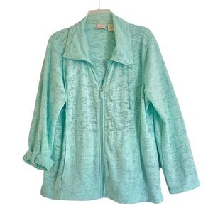 Coral Bay zip up, lightweight burnout jacket, light aqua Size XL